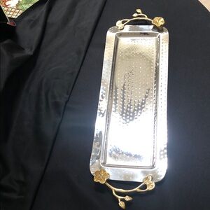 Elegant Silver and Gold Floral Tray